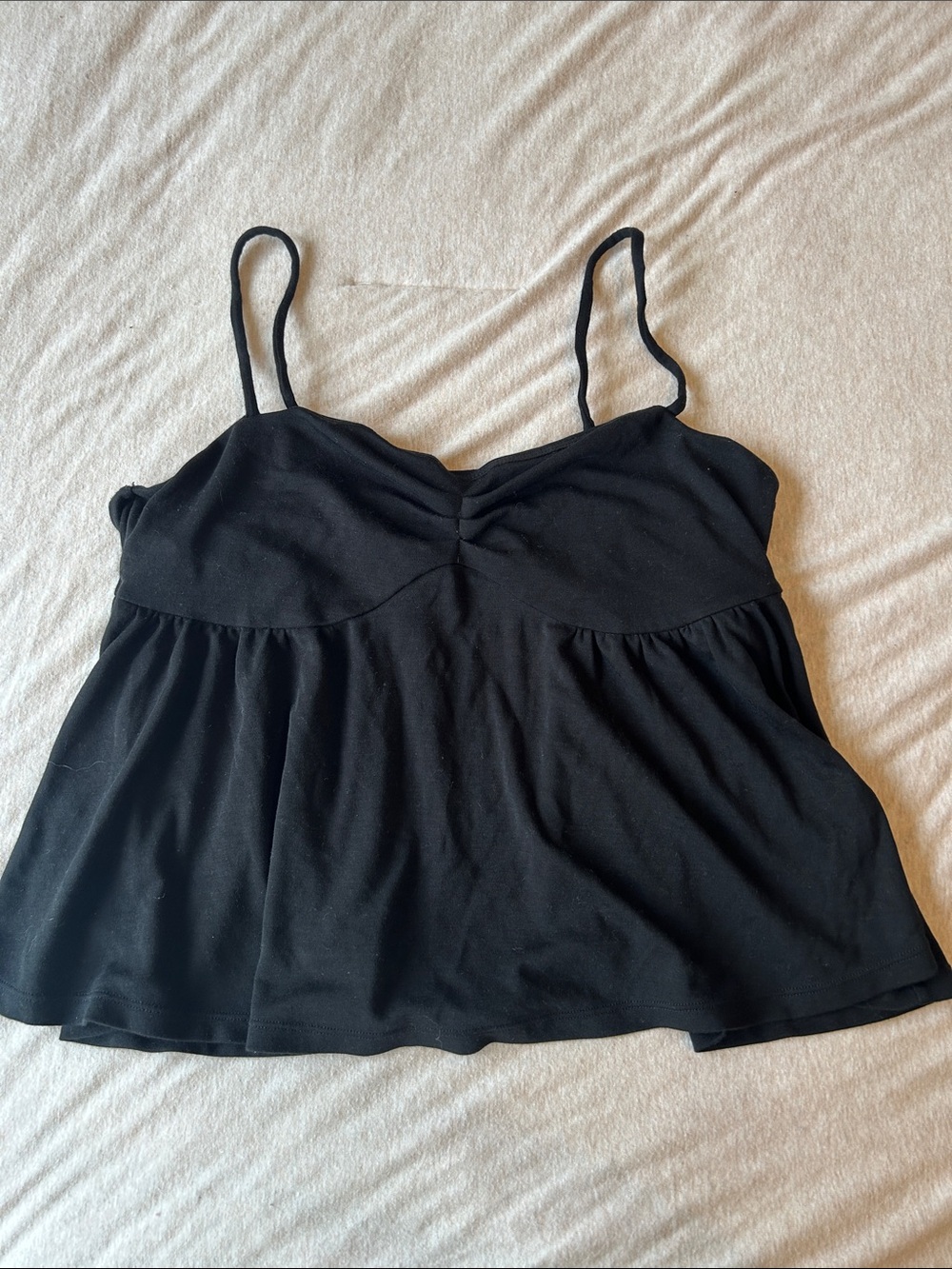 Black Spaghetti Strap Peplum Babydoll Tank Top